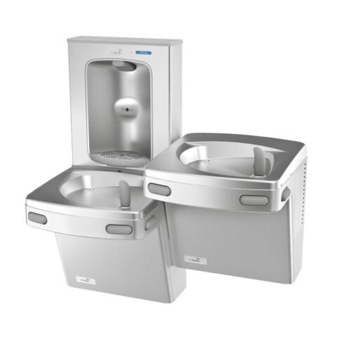 Oasis automatinės vandens papildymo stotelės ir dvigubo mechaninio vandens fontanėlio rinkinys ant sienos, modelis PWEBFY_SSA+P8ACSLY