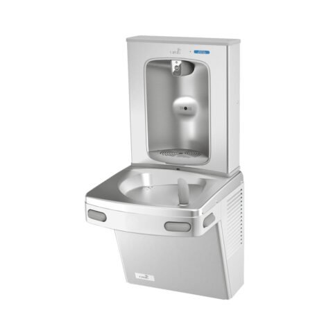 Oasis automatinės Quasar vandens papildymo stotelės ir mechaninio vandens fontanėlio rinkinys ant sienos, modelis PWEBQ_SSA+P8ACY